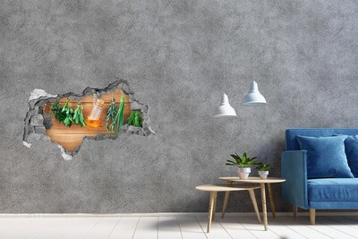 3D Wandtattoos Mauerdurchbruch Kräuteröl in rustikalem Ambiente