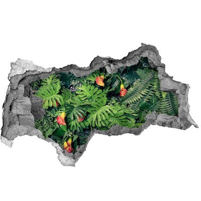 3D Wandtattoos Mauerdurchbruch Tropischer Garten hinter der Mauer