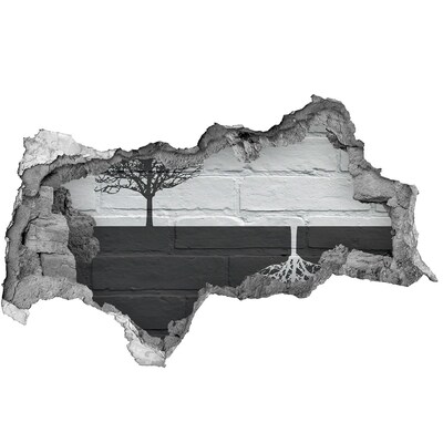 Wandbilder 3D Mauerdurchbruch Ein Baum mit Wurzeln