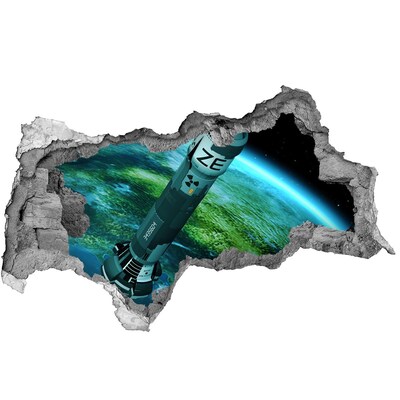 3D Wandtattoos Mauerdurchbruch Rakete im Weltraum