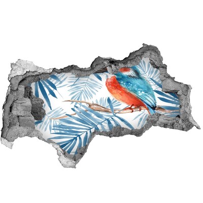 3D Wandtattoos Mauerdurchbruch Tropischer Vogel zwischen den Blättern