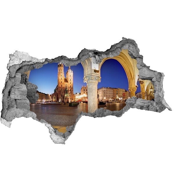 3D Wandtattoos Mauerdurchbruch Der Krakauer Hauptmarkt bei Nacht