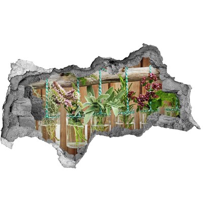 Mauerdurchbruch Aufkleber Kräutergarten im Glas