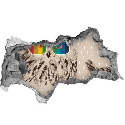 3D Wandtattoos Mauerdurchbruch Eulenauge in einem Loch in der Wand