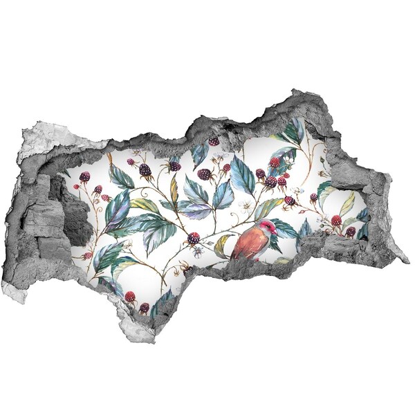 Mauerdurchbruch Aufkleber Ein Vogel zwischen den Brombeeren