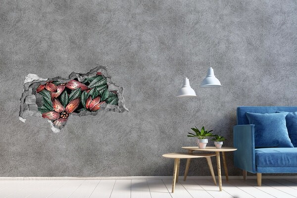 Wandtattoos Mauerdurchbruch Ein Blumenmuster an einer beschädigten Wand