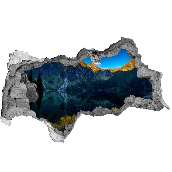 Mauerdurchbruch Aufkleber Berglandschaft mit einem See