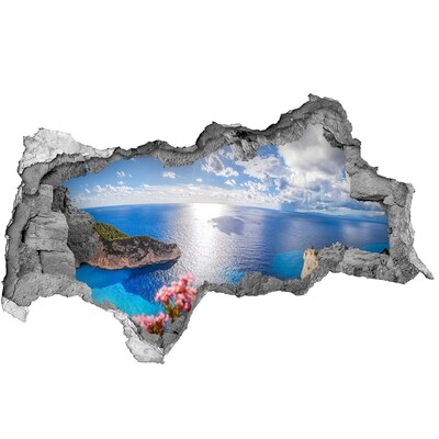 Wandbilder 3D Mauerdurchbruch Blick von der Klippe über dem Meer