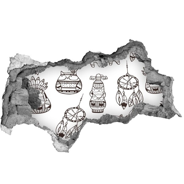 Wandtattoos Mauerdurchbruch Ethnische Muster an der Wand im Hintergrund