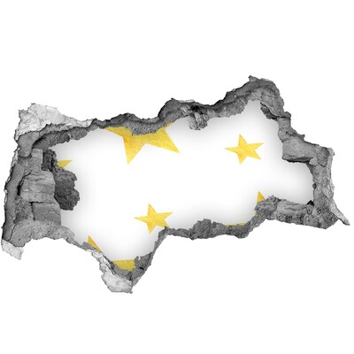 Wandbilder 3D Mauerdurchbruch Goldener Stern auf weißem Hintergrund