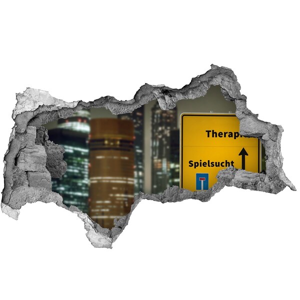 3D Wandtattoos Mauerdurchbruch Stadt bei Nacht mit therapeutischer Beschilderung