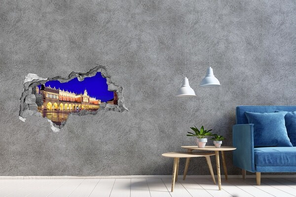 Mauerdurchbruch Aufkleber Der Krakauer Hauptmarkt bei Nacht