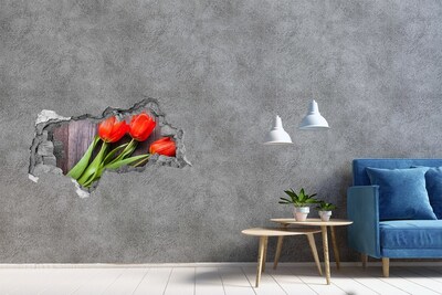 3D Wandtattoos Mauerdurchbruch Blumen aus Beton