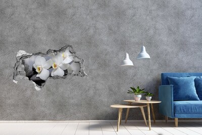 Mauerdurchbruch Aufkleber Orchideen im Beton