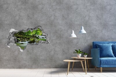 Wandbilder 3D Mauerdurchbruch Wasserfall im tropischen Wald