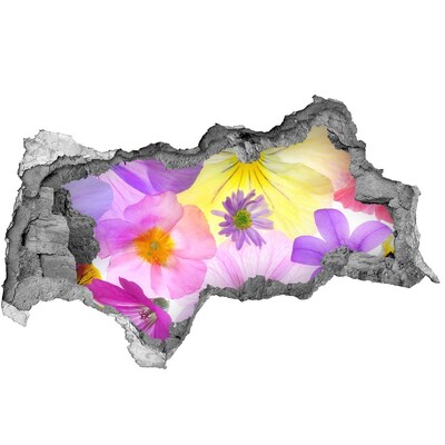 Mauerdurchbruch Aufkleber Blumenparadies durch ein Loch in der Wand