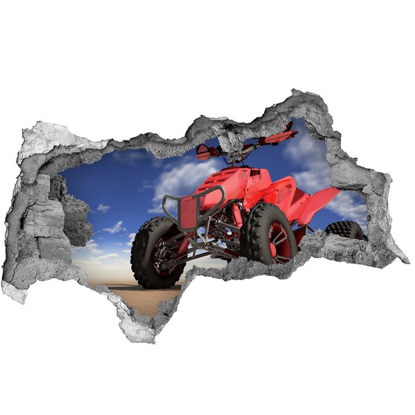 3D Wandtattoos Mauerdurchbruch Rotes Quad in einer Wüstenlandschaft