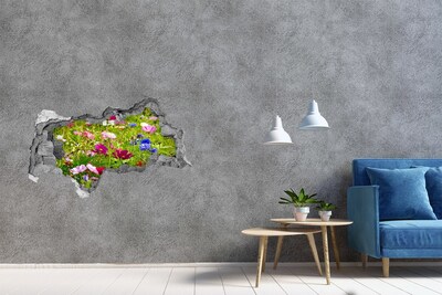 3D Wandtattoos Mauerdurchbruch Ein Blumenparadies hinter der Mauer