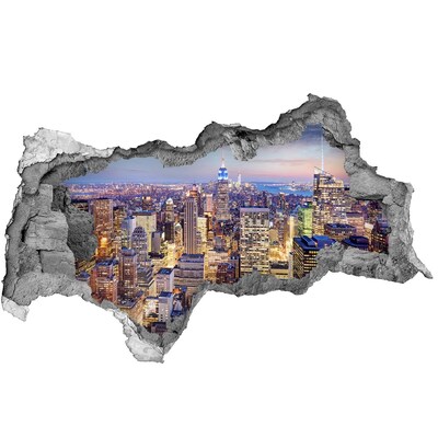 Mauerdurchbruch Aufkleber New Yorker Skyline bei Nacht