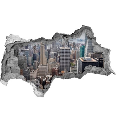 3D Wandtattoos Mauerdurchbruch Blick auf die Stadt durch ein Loch in der Wand