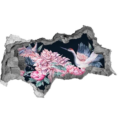 Mauerdurchbruch Aufkleber Blumenszene mit Vogel