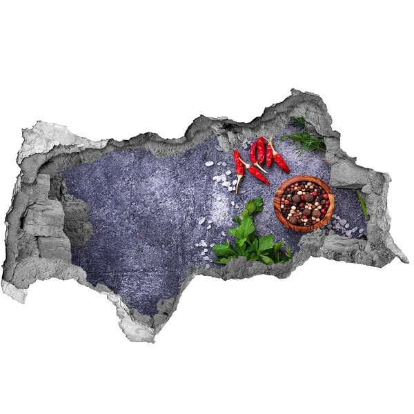 Wandbilder 3D Mauerdurchbruch Kücheninspirationen mit Gewürzen