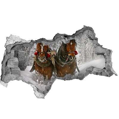 Wandbilder 3D Mauerdurchbruch Winterreise mit Pferden