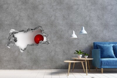 3D Wandtattoos Mauerdurchbruch Ein roter Ball in einem Loch in der Wand