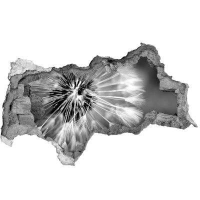 Mauerdurchbruch Aufkleber Löwenzahn in Schwarzweiß