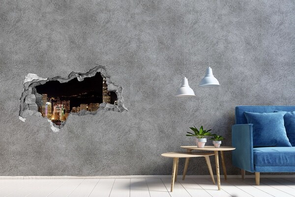 3D Wandtattoos Mauerdurchbruch Nachtpanorama der Stadt