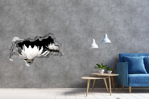 Wandbilder 3D Mauerdurchbruch Wasserblumen in einem geheimnisvollen Teich