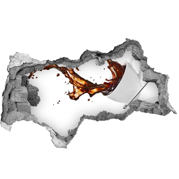 3D Wandtattoos Mauerdurchbruch Kaffee ergießt sich durch ein Loch in der Wand