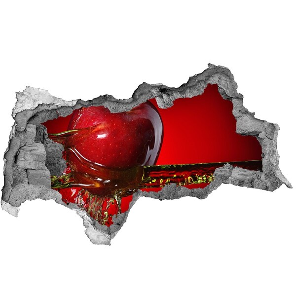 Wandbilder 3D Mauerdurchbruch Roter Apfel im Beton