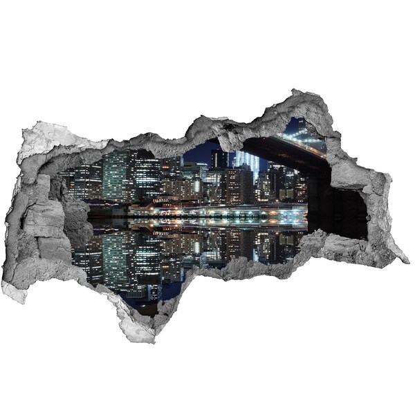 Mauerdurchbruch Aufkleber Nachtpanorama der Stadt