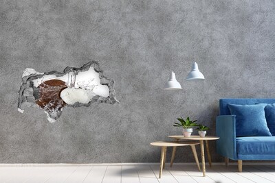 3D Wandtattoos Mauerdurchbruch Kokosnuss in einem Bach