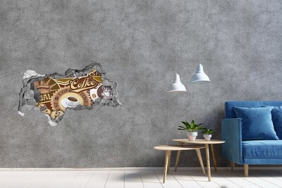 3D Wandtattoos Mauerdurchbruch Kaffeegenuss