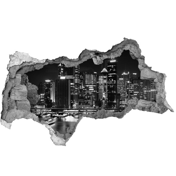 Wandbilder 3D Mauerdurchbruch Moderne Stadt bei Nacht