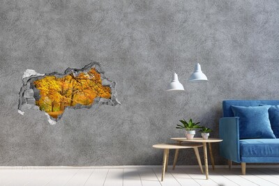 3D Wandtattoos Mauerdurchbruch Goldener Herbst im Wald