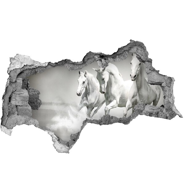 Mauerdurchbruch Aufkleber galoppierende weiße Pferde