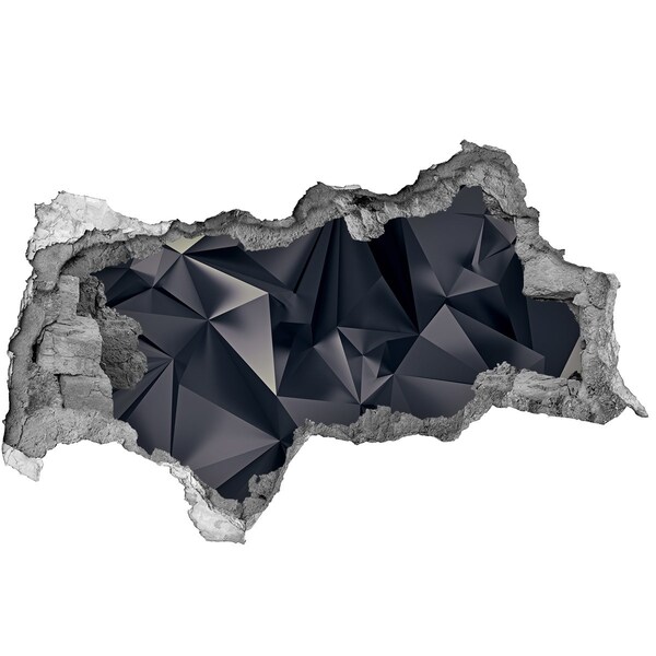 3D Wandtattoos Mauerdurchbruch Schwarz, geometrische Tiefe