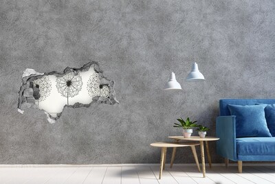 3D Wandtattoos Mauerdurchbruch Löwenzahn an der Wand