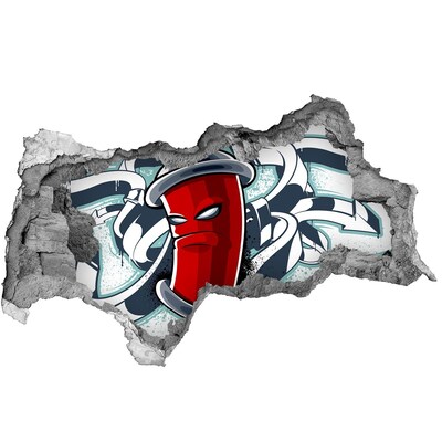 Mauerdurchbruch Aufkleber Roter Becher mit Graffiti