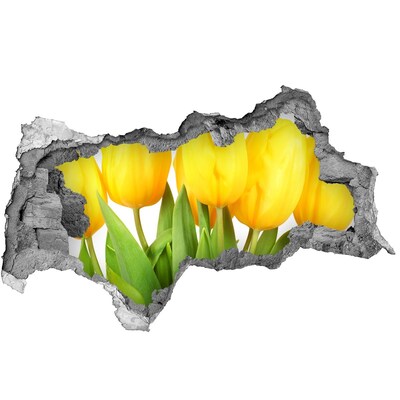 Wandbilder 3D Mauerdurchbruch Tulpen in einem Loch in der Wand