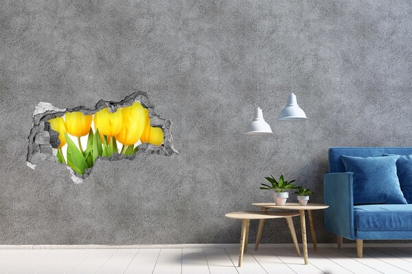 Wandbilder 3D Mauerdurchbruch Tulpen in einem Loch in der Wand