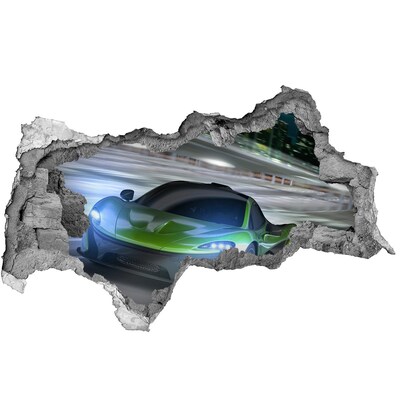 Mauerdurchbruch Aufkleber Sportwagen in Aktion