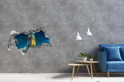 Wandbilder 3D Mauerdurchbruch Uhrturm in Krakau