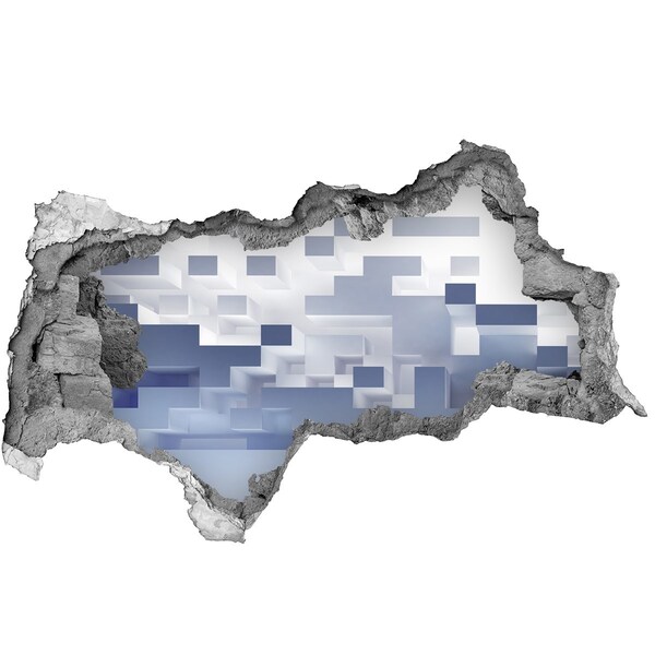 3D Wandtattoos Mauerdurchbruch Abstrakter Raum in Blautönen