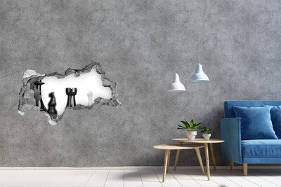 Wandtattoos Mauerdurchbruch Schachspielen durch ein Loch in der Wand