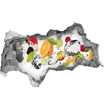 Wandbilder 3D Mauerdurchbruch Fruchtcocktail im Wasserfall