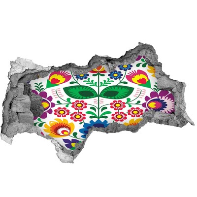 Wandbilder 3D Mauerdurchbruch Blumenmuster auf Betongrund